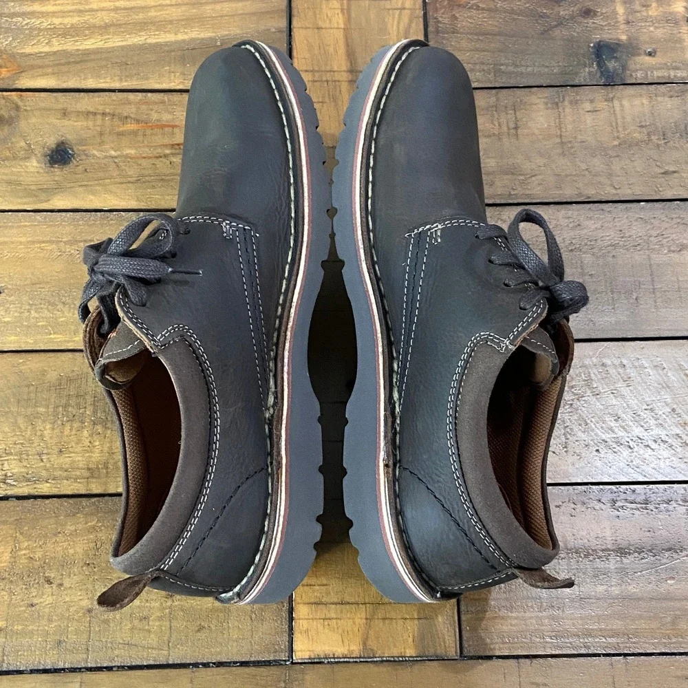 NWOB Clarks Eastridge Low Mens Brown Leather Heritage Stitch Oxford Shoes 8.5